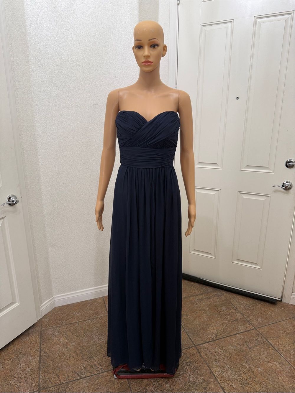 Dessy Collection Size 6 Strapless Navy Chiffon Prom Evening Formal Gown Dress